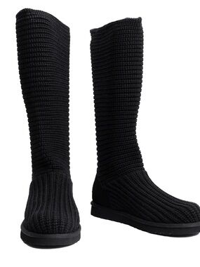 UGG Black Knit Over-the-Knee Boots